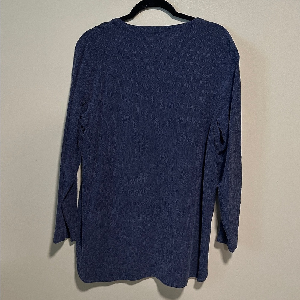 Pure Jill Chic Navy V-Neck Tunic Top Size Medium Petite - Picture 4 of 6